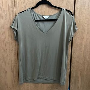 Lucky brand greenish gray blouse with shoulder cut outs